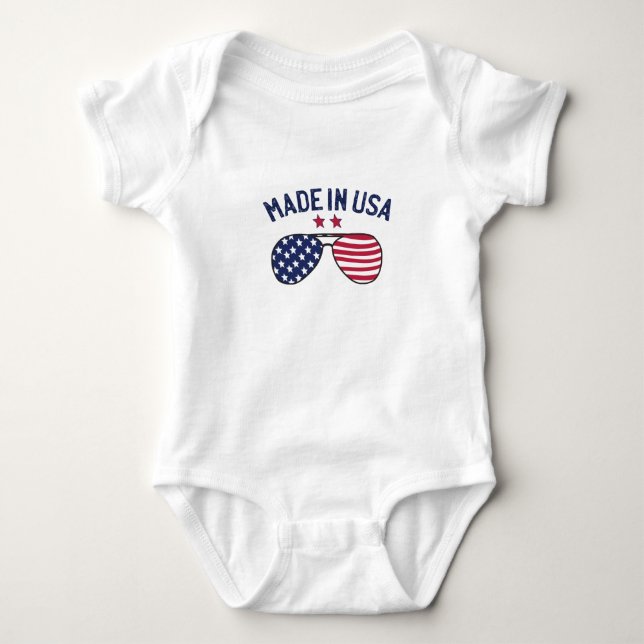 Made in USA United Staaten US Flag Sonnenbrille Baby Strampler (Vorderseite)