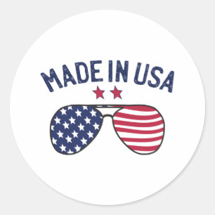 Made in USA United Staaten US Flag Sonnenbrille Runder Aufkleber