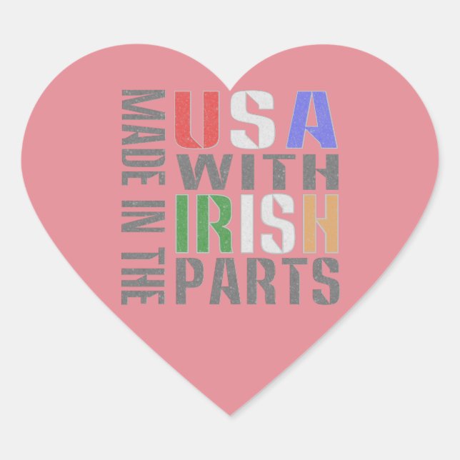 Made in USA with Irish Parts Herz-Aufkleber (Vorderseite)