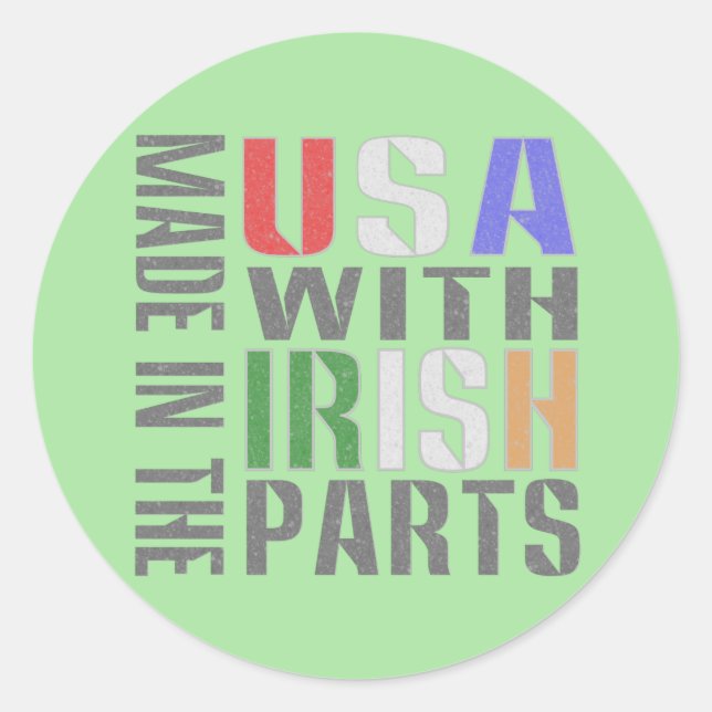 Made in USA with Irish Parts Runder Aufkleber (Vorderseite)