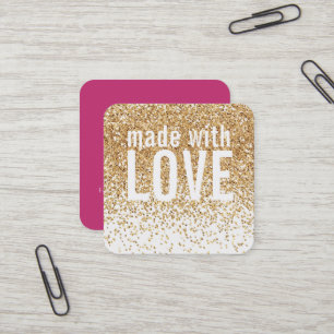 MADE MIT LIEBE niedliche Konfetti Gold Glitzer ros Quadratische Visitenkarte