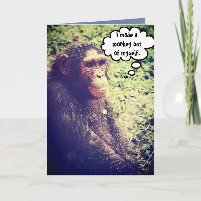 Made Monkey aus meiner seltsamen Entschuldigung in Karte (Vorderseite)