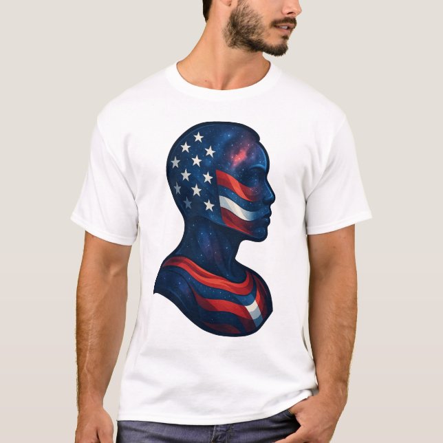 "Made of Stars & Stripes" - Celestial American T-Shirt (Vorderseite)