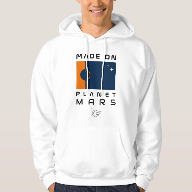 Made on Planet Mars Hoodie mit Marsflagge (Vorderseite)