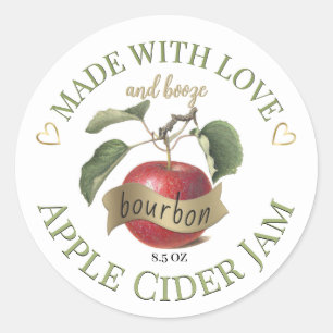 Made with Liebe and Bourbon Apple Apfelwein Label Runder Aufkleber