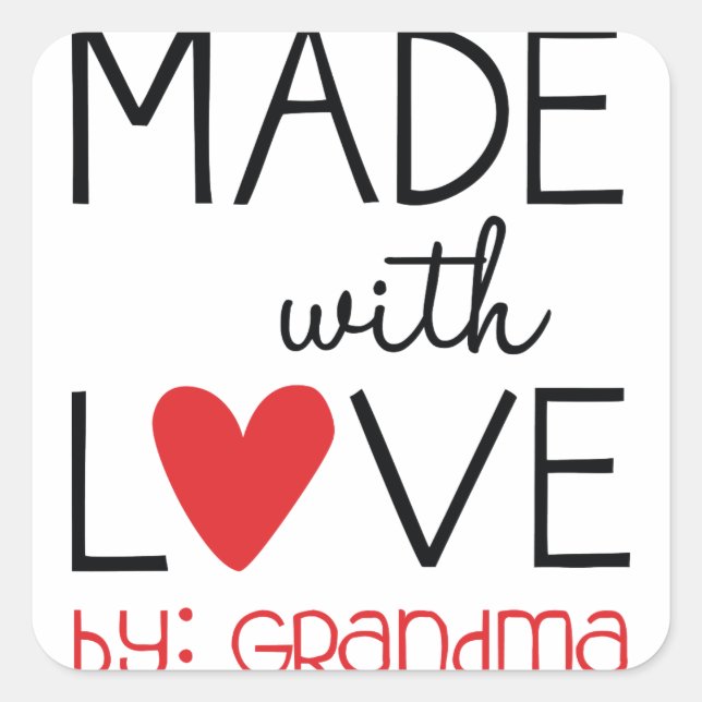 Made with Liebe by Oma Quadratischer Aufkleber (Vorderseite)