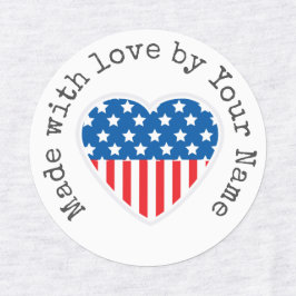 Made with Liebe by you Patriotic Heart Iron-On Etiketten