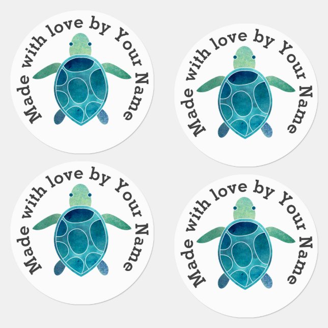 Made with Liebe by You Sea Turtle Iron-On Etiketten (Gruppe)