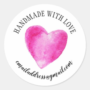 Made with Liebe company name Pink heart Runder Aufkleber