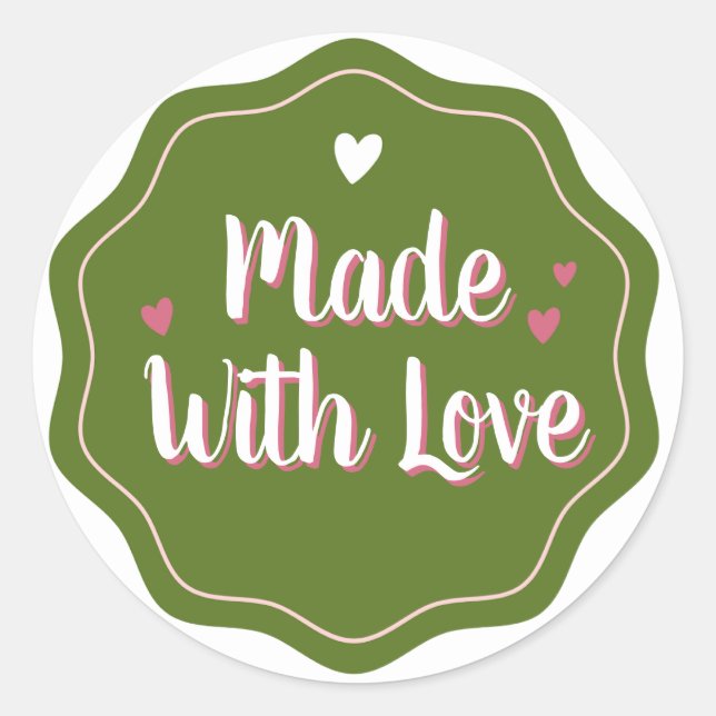 Made with Liebe | Einfache Minimalistische Perfekt Runder Aufkleber (Vorderseite)