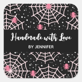 Made with Liebe Halloween Coblies & Spiders Patter Quadratischer Aufkleber
