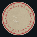 Made with Liebe Handmade Rustic Kraft Christmas Runder Aufkleber<br><div class="desc">Made with Liebe Handmade Rustic Kraft Weihnachtskleber</div>