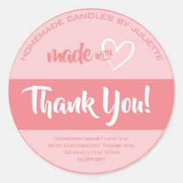 Made with Liebe Herzlichen Dank Ihnen Labels Girly Runder Aufkleber