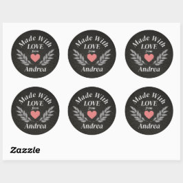 Made with Liebe Individuelle Name Runder Aufkleber