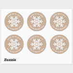 Made with Liebe Kraft Christmas Snowflake Sticker<br><div class="desc">Ein Kraftpapier und ein weißer Schneeflockenaufkleber mit den Worten Made with Liebe. Personalisieren Sie es mit Ihrem Familiennamen oder Firmennamen. Spaß für die hausgemachten oder handgefertigten Weihnachtsnachbarn Leckereien und Geschenke,  oder für Ihr Handwerk. Entworfen für Sie von BlackBerry Boulevard.</div>