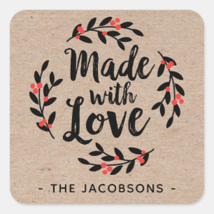 Made with Liebe Kraft Rustic Square Sticker