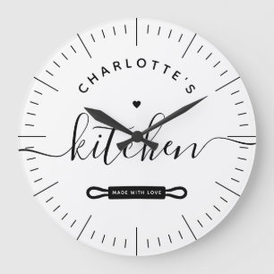 Made with Liebe Modern White Individuelle Name Kü Große Wanduhr