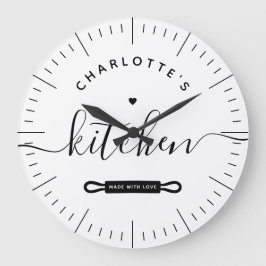 Made with Liebe Modern White Individuelle Name Küc Große Wanduhr