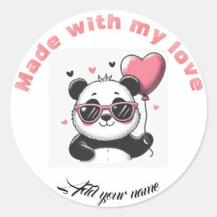 Made with Liebe panda Runder Aufkleber