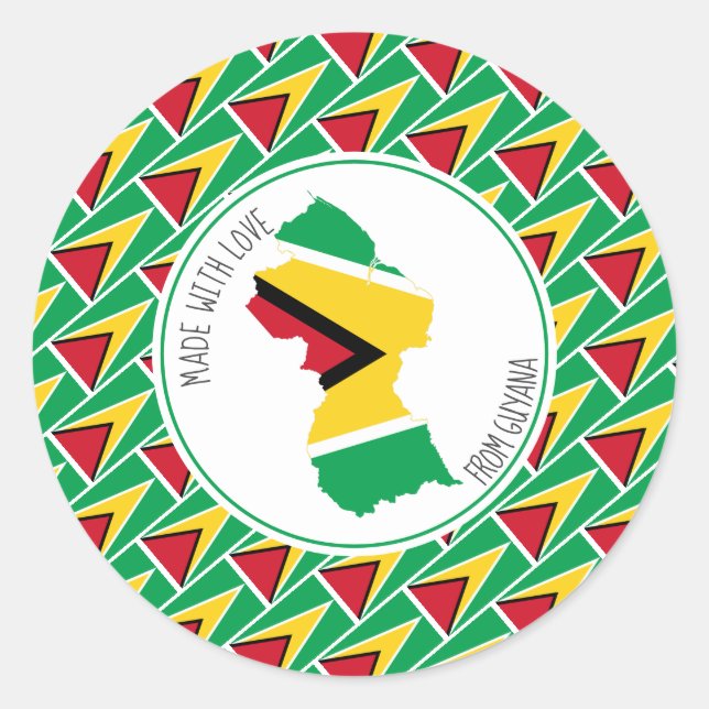 Made with Liebe Personalisierte GUYANA FLAG Guyana Runder Aufkleber (Vorderseite)