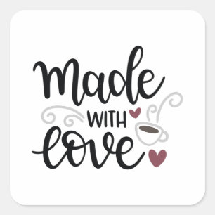 Made with Liebe Quadratischer Aufkleber