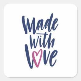 Made with Liebe Quadratischer Aufkleber