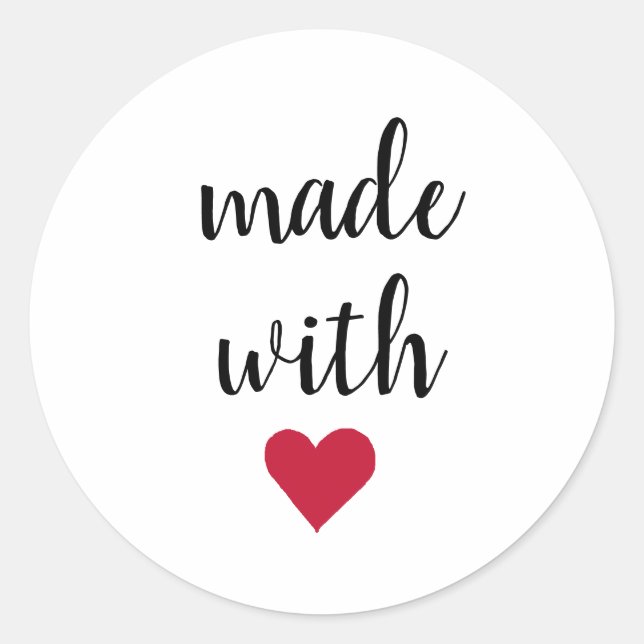 Made with Liebe Red Heart Runder Aufkleber (Vorderseite)