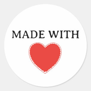 Made with Liebe Red Heart Runder Aufkleber