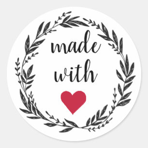 Made with Liebe Wreath Runder Aufkleber