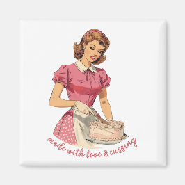 Made With Love and Cussing Housewife Illustration Magnet