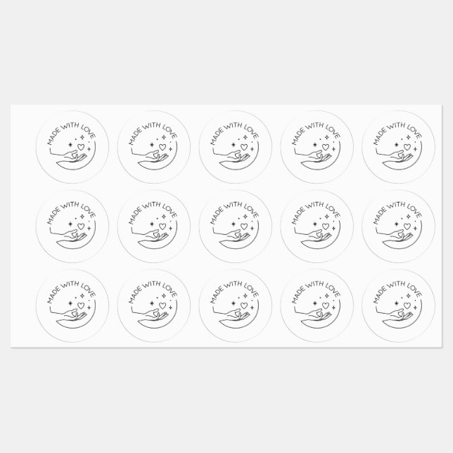 Made with love etiketten (Blatt)