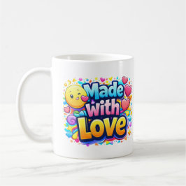 Made with Love – Minimalist Heart Typography Kaffeetasse