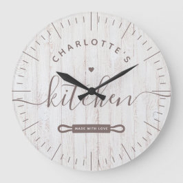 Made With Love Modern Chic White Grey Wood Kitchen Große Wanduhr