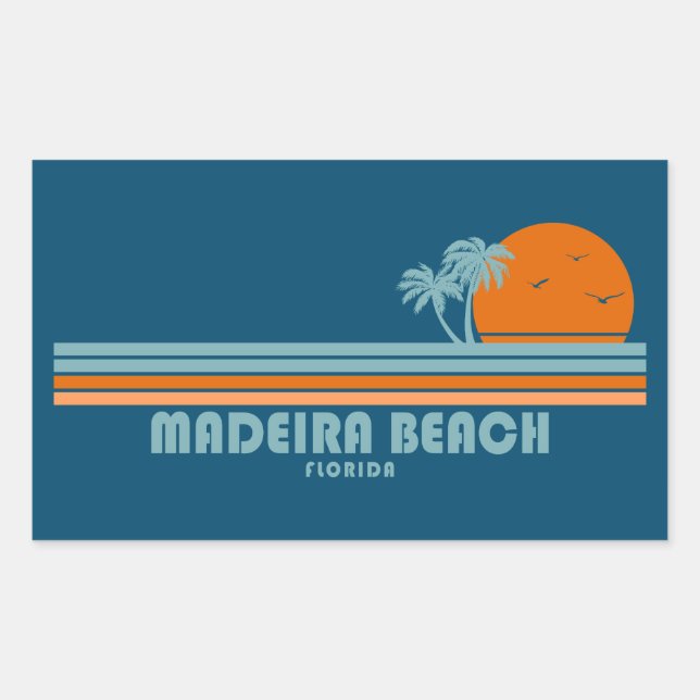 Madeira Beach Florida Sun Palm Trees Rechteckiger Aufkleber (Vorderseite)