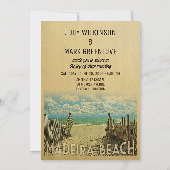 Madeira Beach Vintage Hochzeit Einladung (Vorderseite)