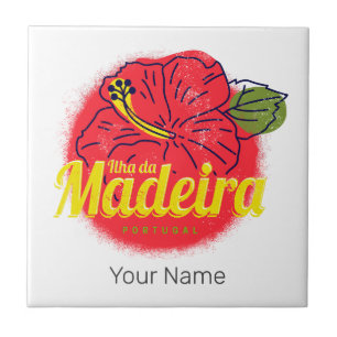 Madeira Hibisken Blume Island Portugal Souvenir Fliese