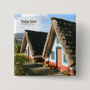 Madeira Island Foto mit typischen Häusern, Portuga Button