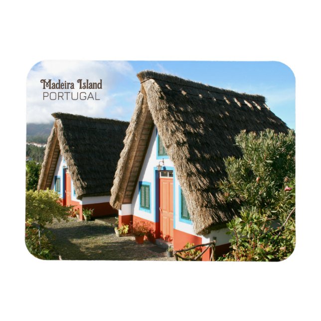 Madeira Island Foto mit typischen Häusern, Portuga Magnet (Horizontal)