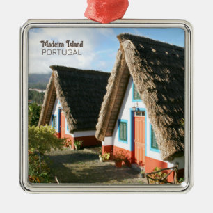 Madeira Island Foto mit typischen Häusern, Portuga Ornament Aus Metall
