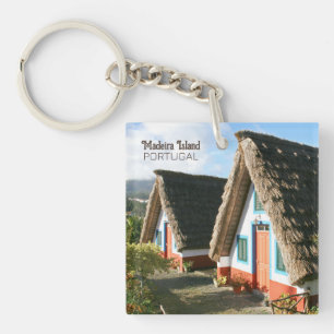 Madeira Island Foto mit typischen Häusern, Portuga Schlüsselanhänger