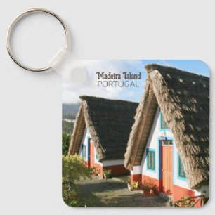 Madeira Island Foto mit typischen Häusern, Portuga Schlüsselanhänger