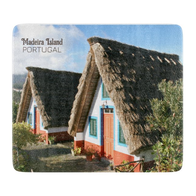 Madeira Island Foto mit typischen Häusern, Portuga Schneidebrett (Vorderseite)