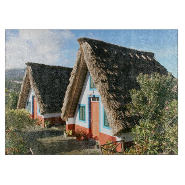 Madeira Island Foto mit typischen Häusern von Sant Schneidebrett (Vorderseite)