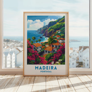 Madeira Island Reiseplakat Portugal Mauer Art Poster