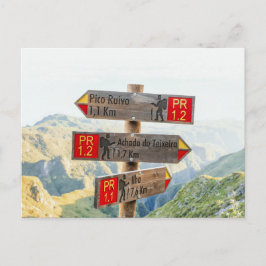 Madeira Pico Ruivo Trail Signs Hiking Postkarte
