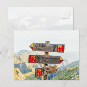 Madeira Pico Ruivo Wanderweg Schilder Wandern Postkarte