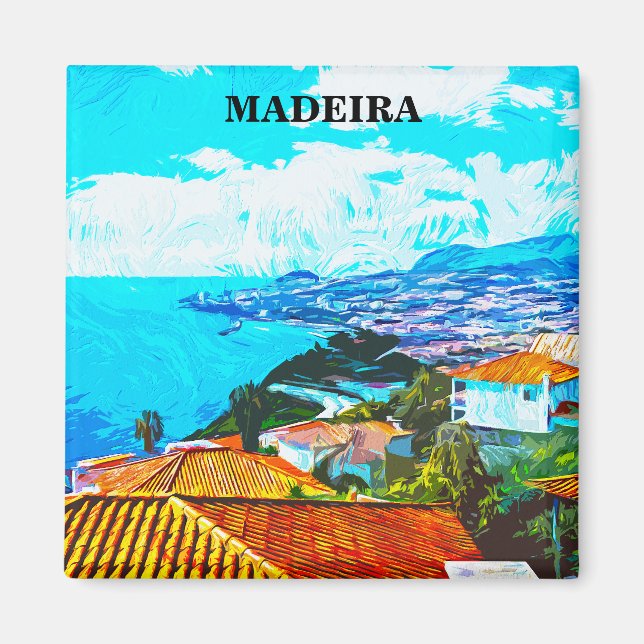 Madeira Portugal Panorama View Illustration Magnet (Vorne)