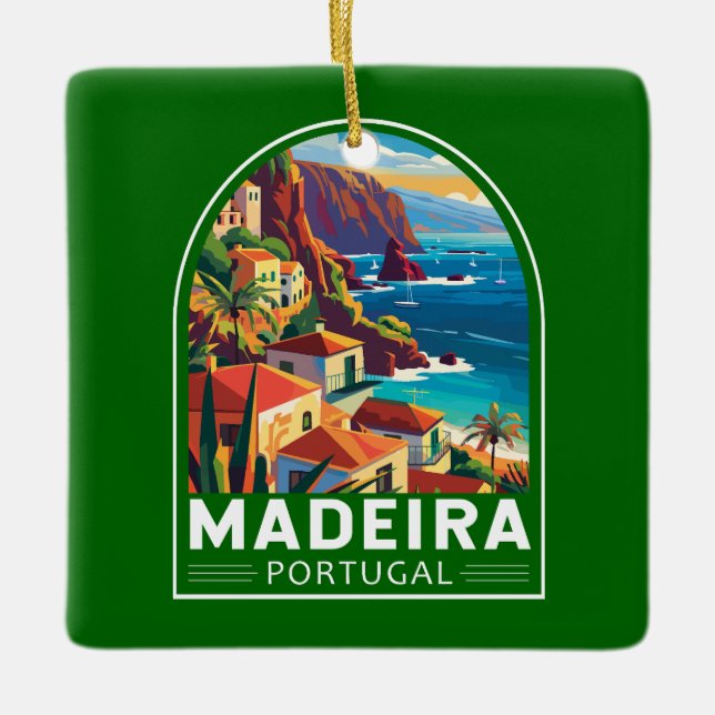 Madeira Portugal Reisen Art Vintag Keramikornament (Vorderseite)