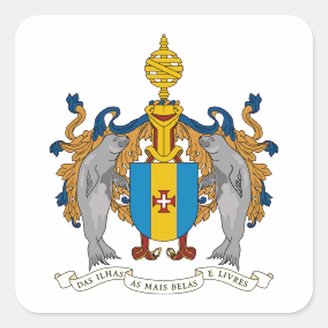 Madeira (Portugal) Wappen-Coat Quadratischer Aufkleber (Vorderseite)