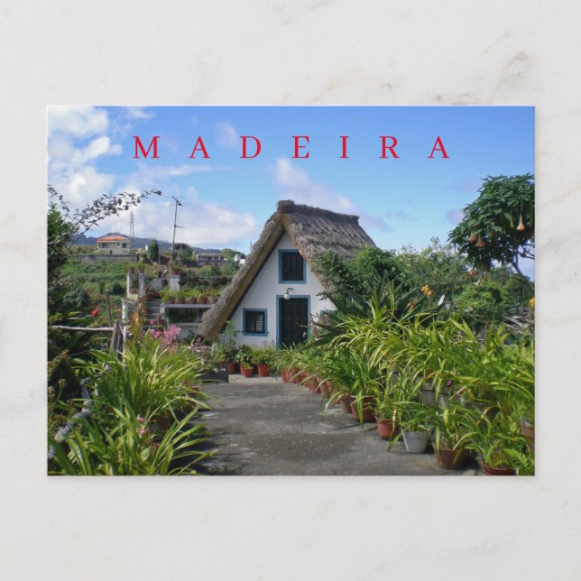 Madeira Santana Blick auf das traditionelle Haus P Postkarte (Vorderseite)